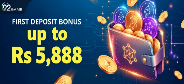 92Game First Deposit Bonus up to Rs 5,888